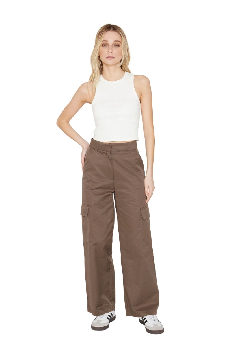 PANTALÓN CARGO ALGODÓN MUJER JACINTA TIENDA CAFÉ - 2