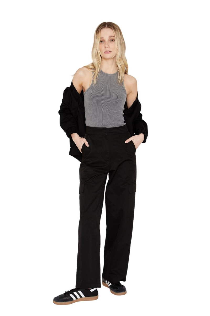PANTALÓN CARGO ALGODÓN MUJER JACINTA TIENDA NEGRO - 1