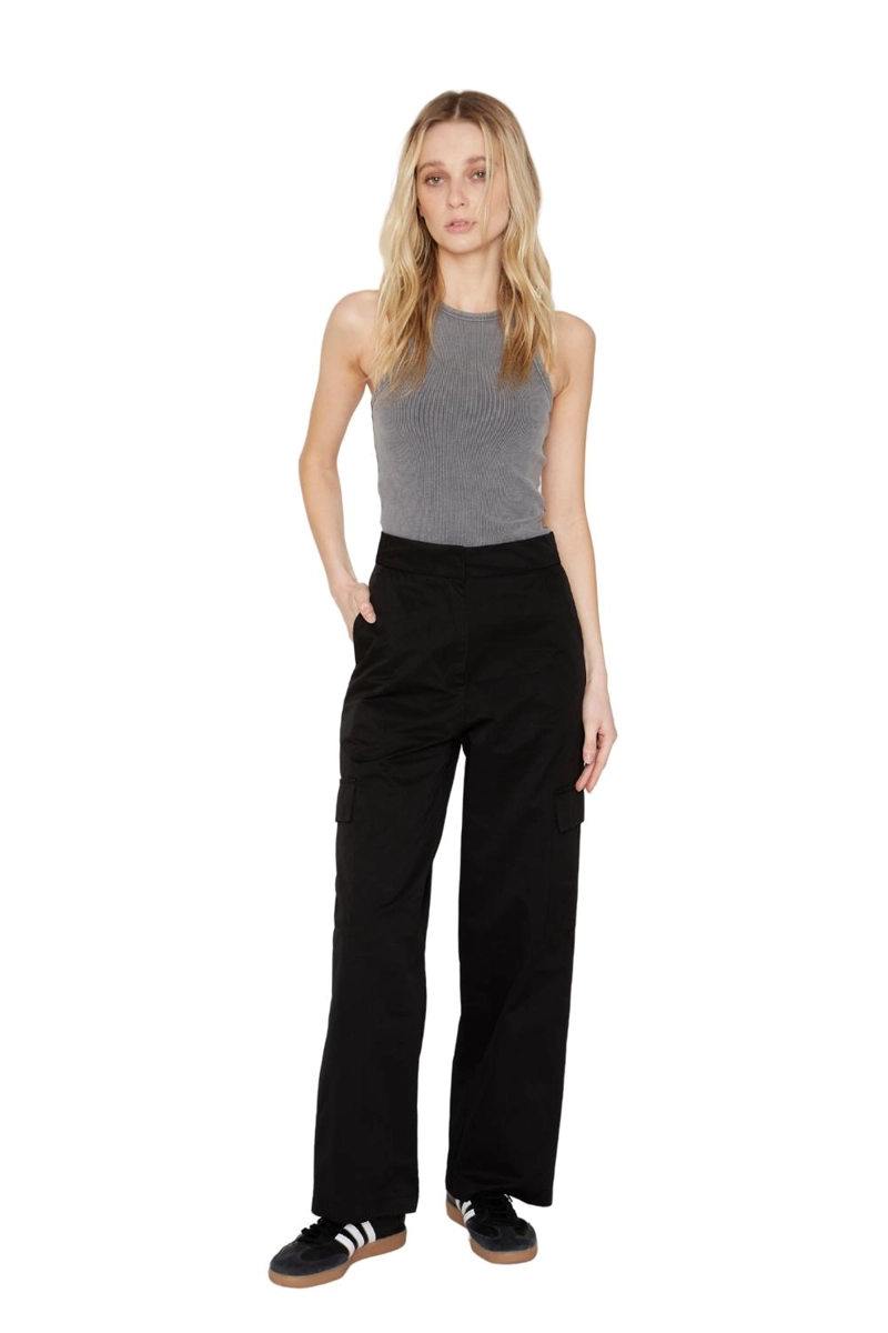 PANTALÓN CARGO ALGODÓN MUJER JACINTA TIENDA NEGRO - 2