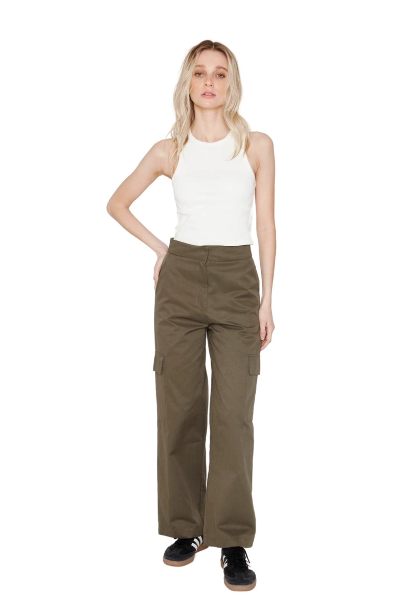 PANTALÓN CARGO ALGODÓN MUJER JACINTA TIENDA VERDE - 1