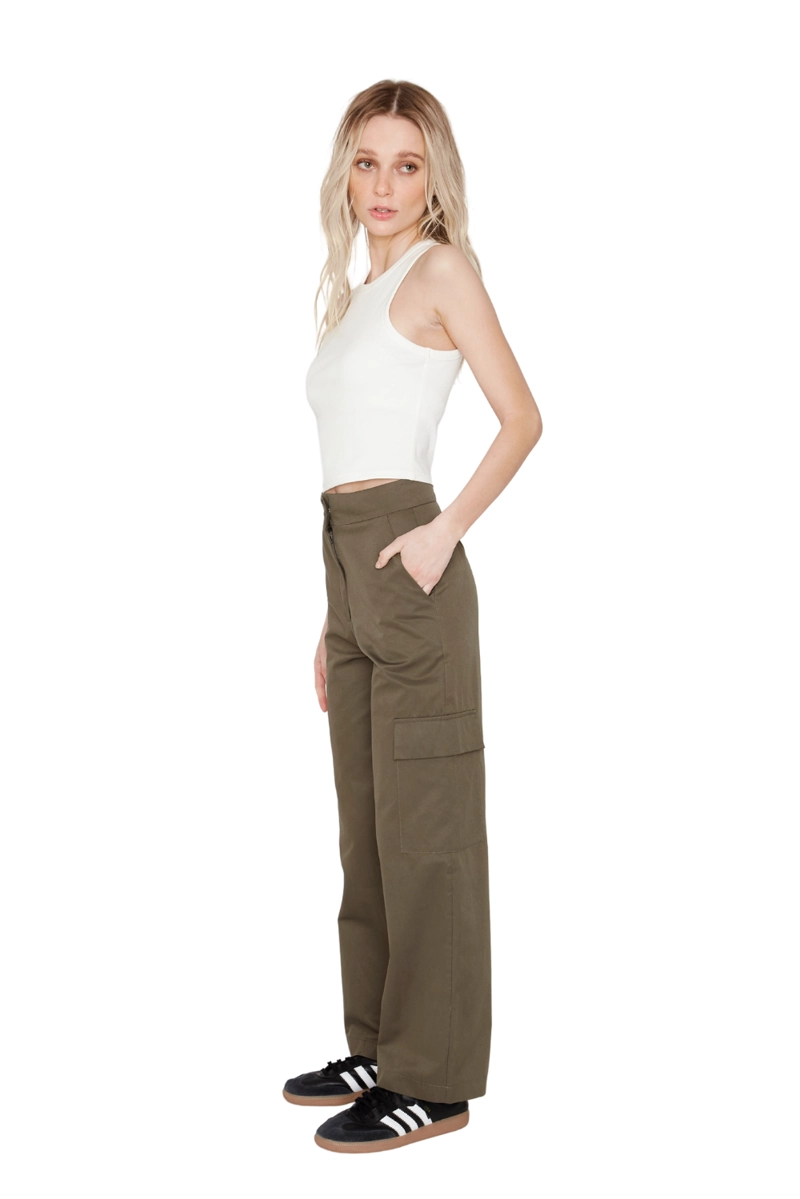 PANTALÓN CARGO ALGODÓN MUJER JACINTA TIENDA VERDE - 5