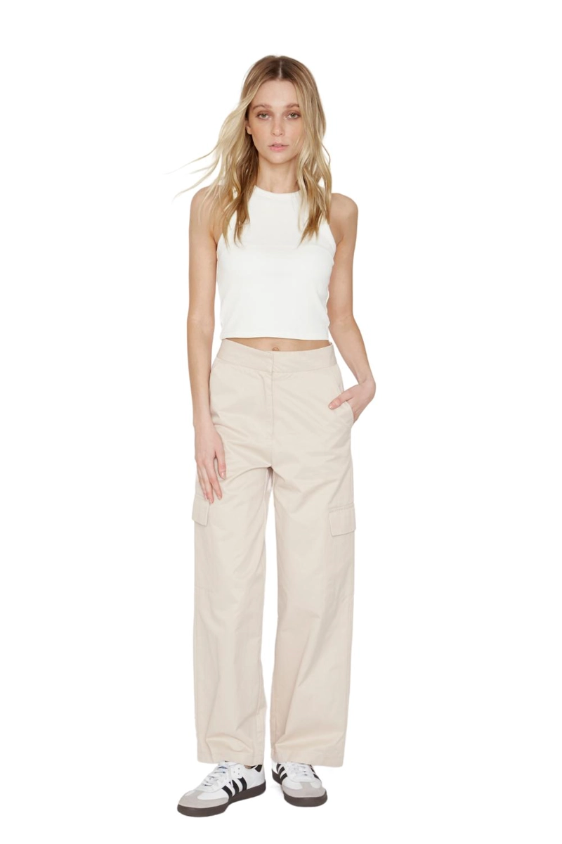 PANTALÓN CARGO ALGODÓN MUJER JACINTA TIENDA CRUDO - 1