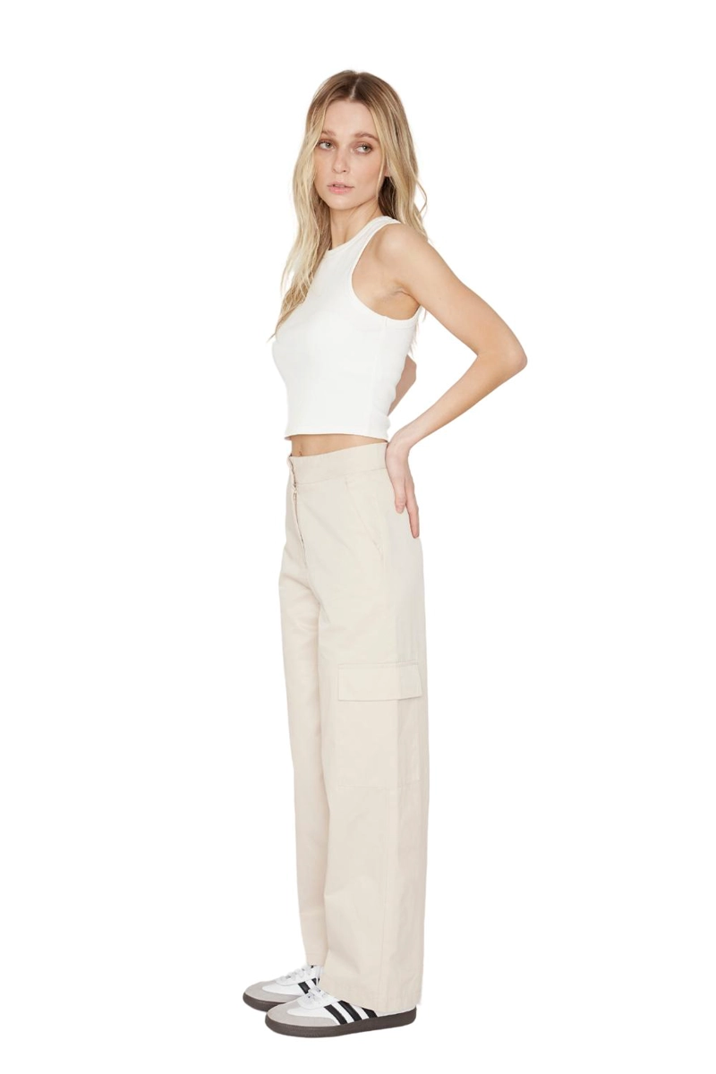 PANTALÓN CARGO ALGODÓN MUJER JACINTA TIENDA CRUDO - 2