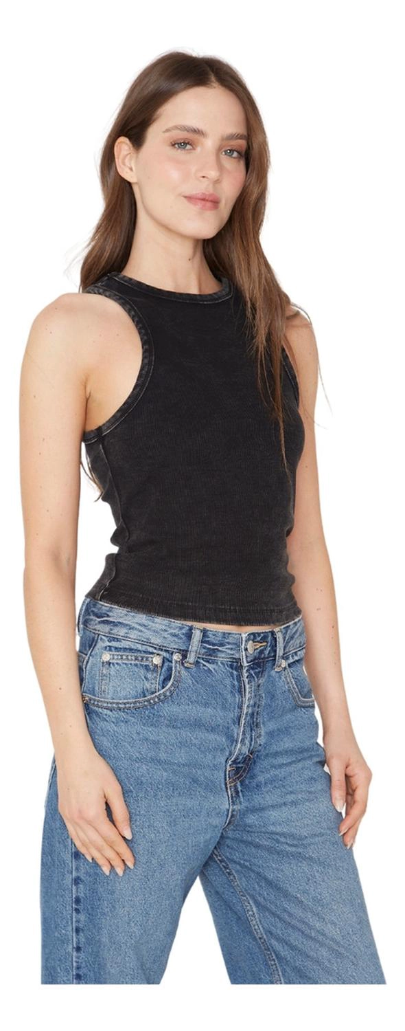 RIB TANK TOP NEGRO JACINTA TIENDA - 1