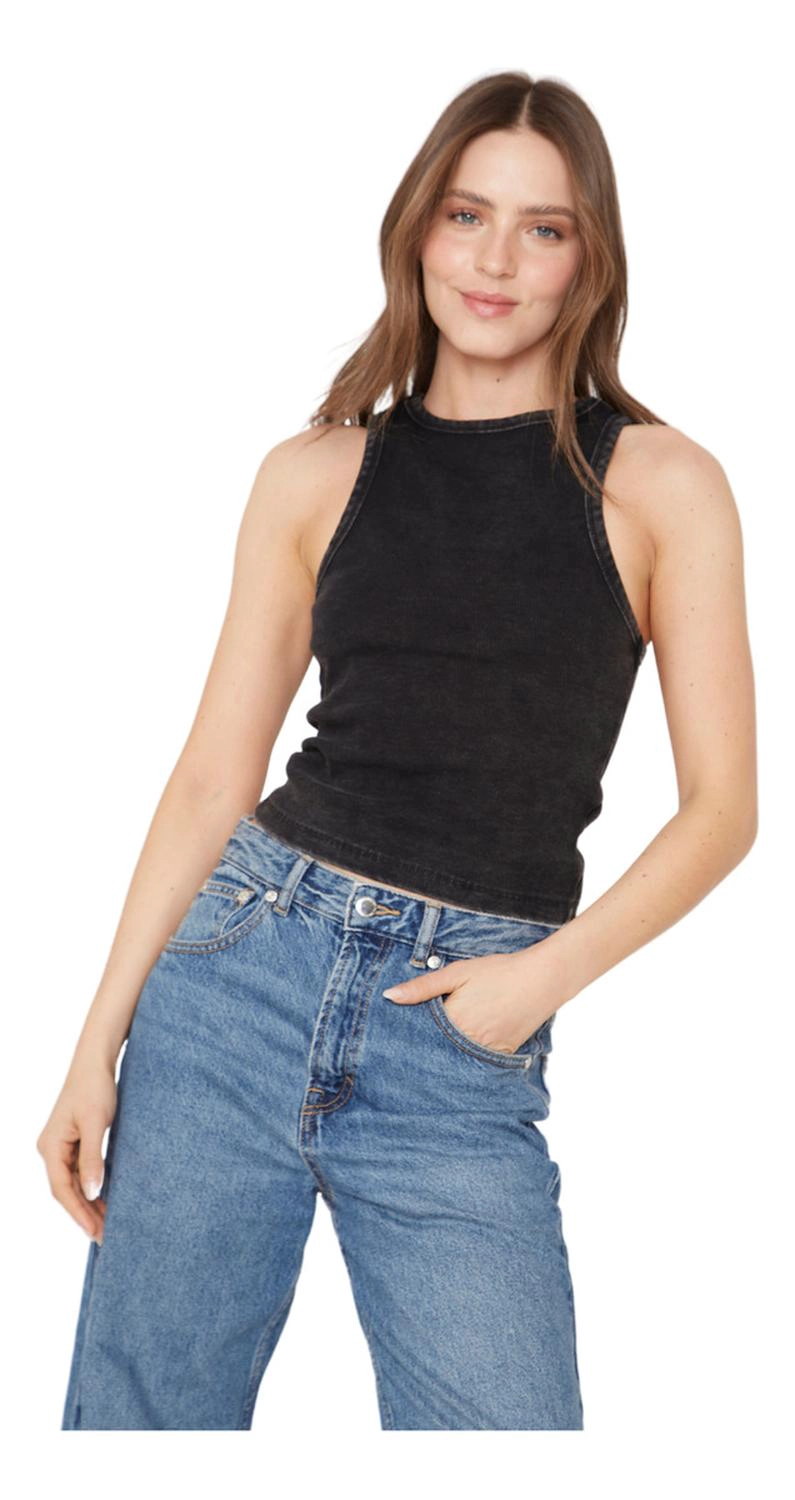 RIB TANK TOP NEGRO JACINTA TIENDA - 4