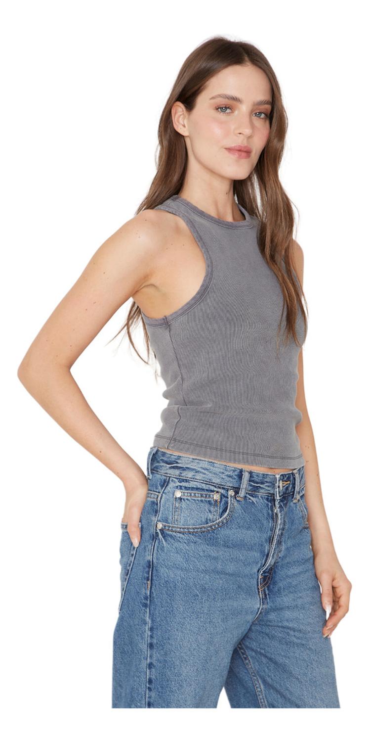 RIB TANK TOP GRIS JACINTA TIENDA - 2