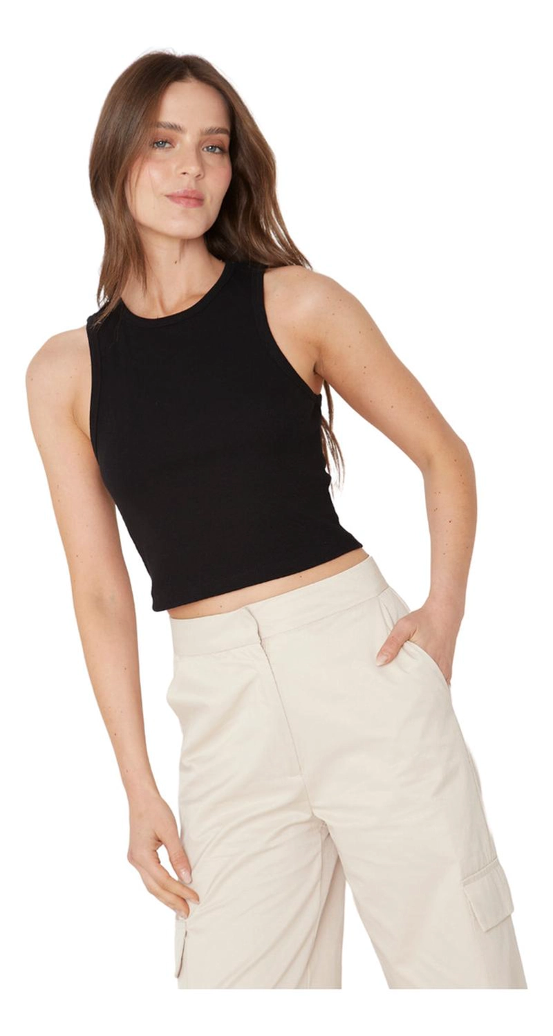 RIB TANK TOP CROP NEGRO JACINTA TIENDA - 4