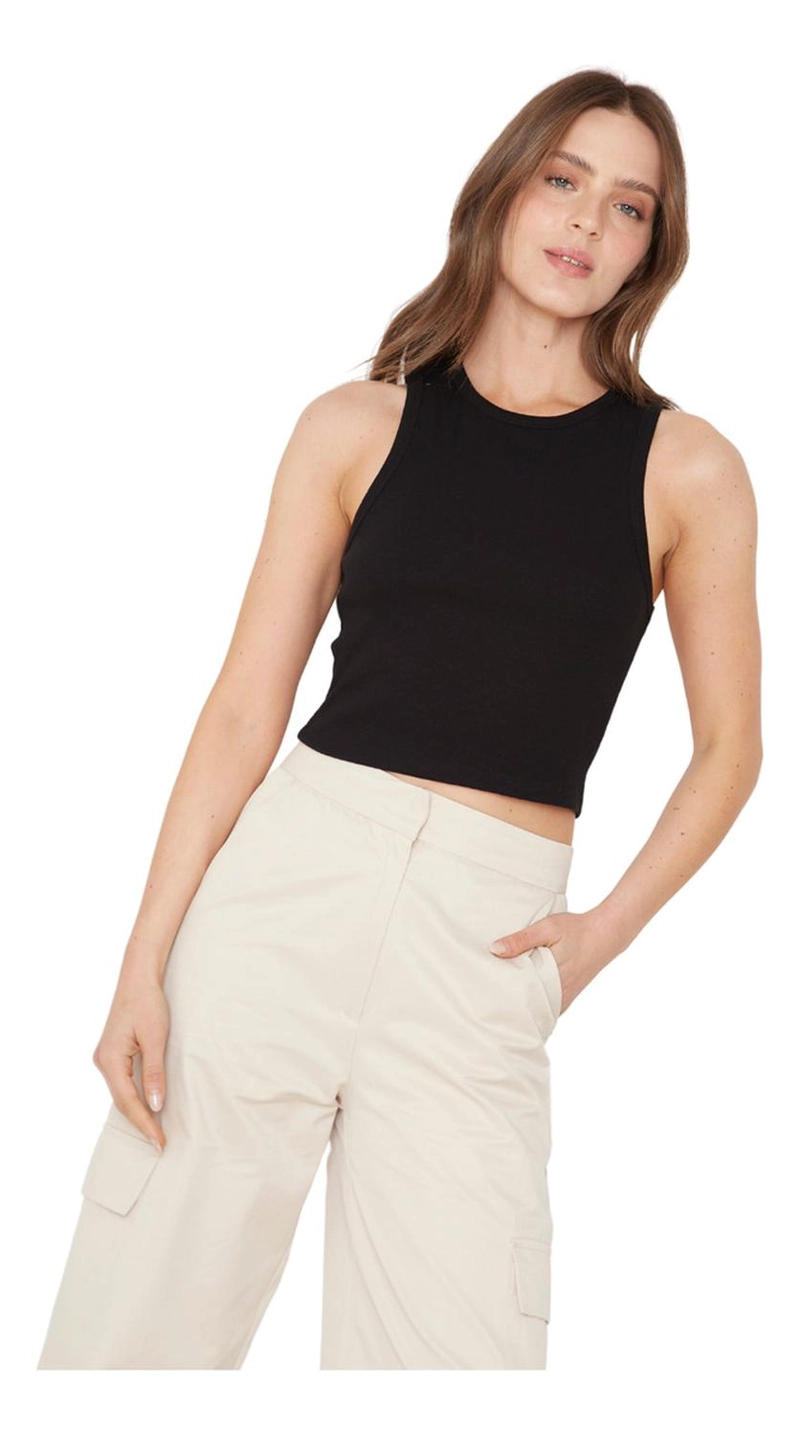 RIB TANK TOP CROP NEGRO JACINTA TIENDA - 5