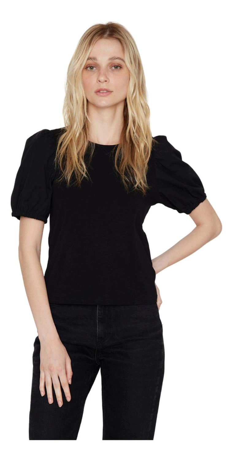 POLERA MANGA GLOBO EN COLOR NEGRO JACINTA TIENDA - 2