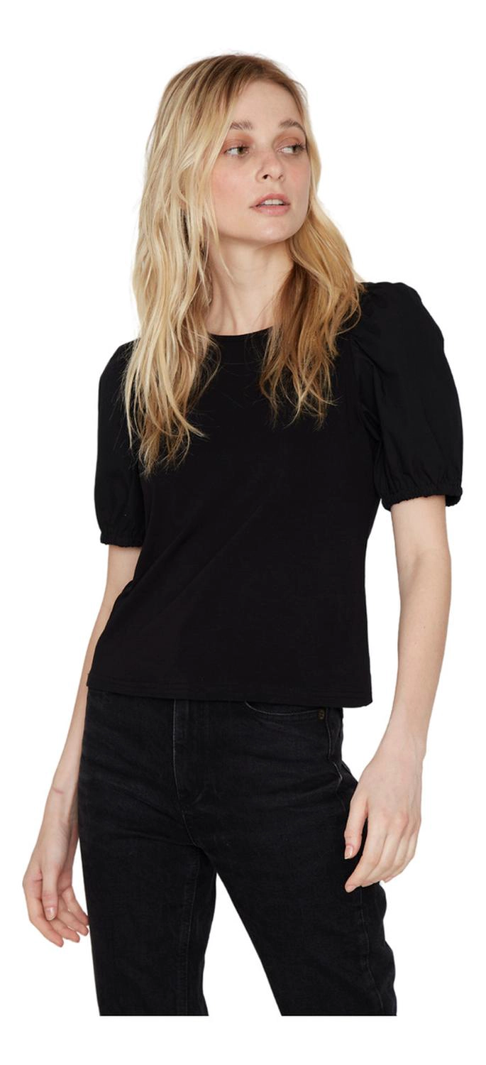 POLERA MANGA GLOBO EN COLOR NEGRO JACINTA TIENDA - 3