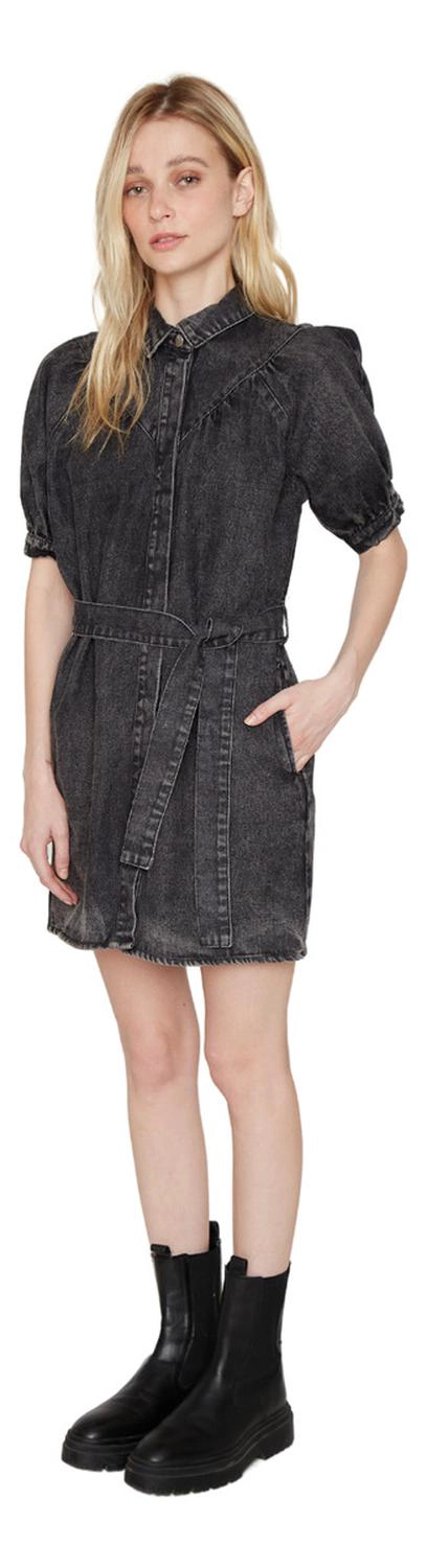 VESTIDO DENIM MANGA CORTA NEGRO JACINTA TIENDA - 3