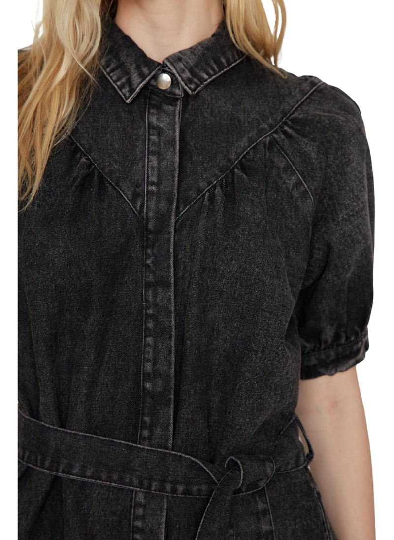VESTIDO DENIM MANGA CORTA NEGRO JACINTA TIENDA - 6