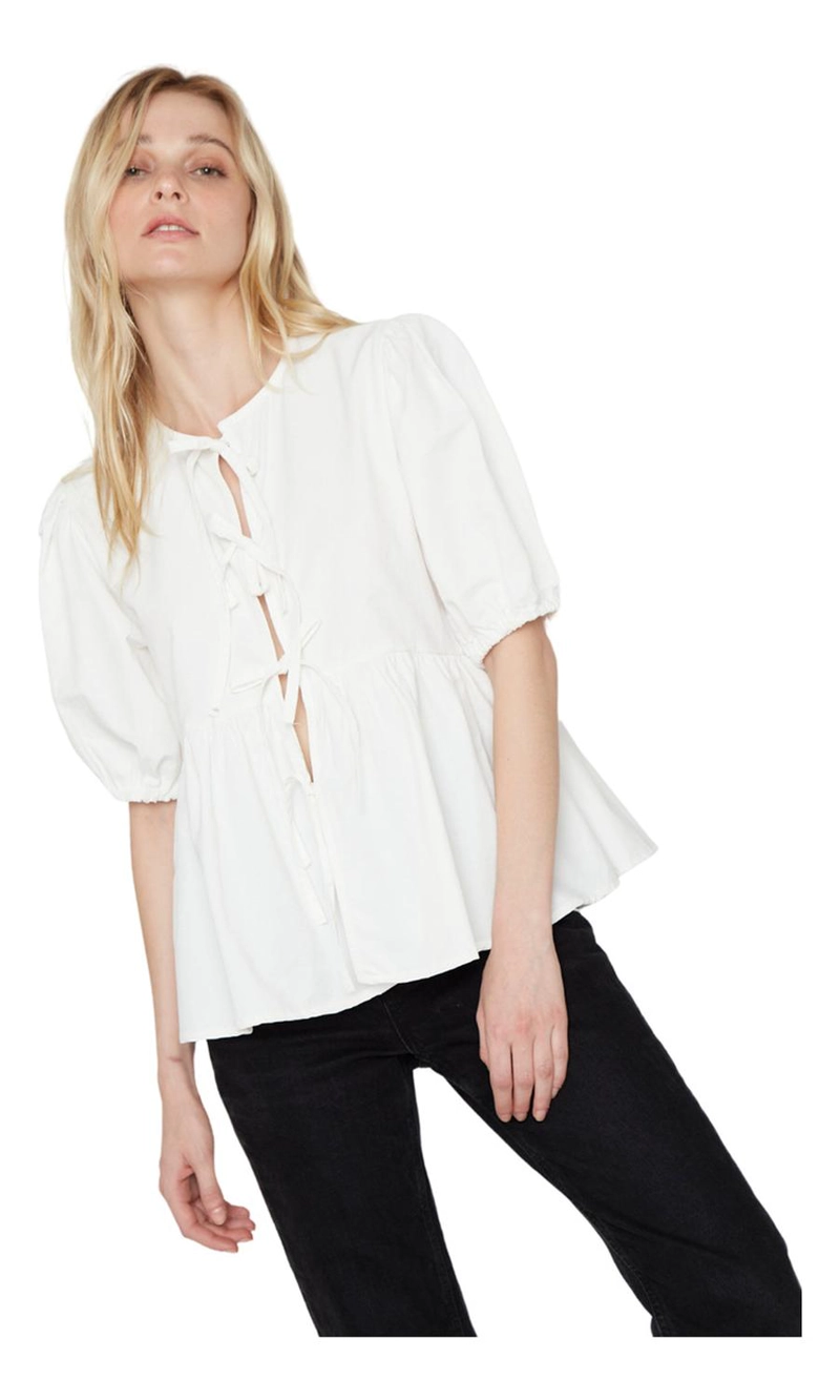 BLUSA LAZOS EN COLOR BLANCO JACINTA TIENDA - 5