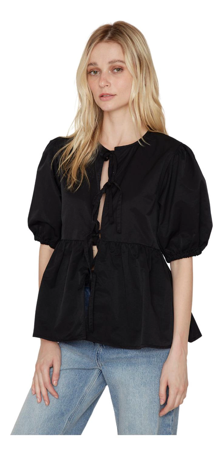 BLUSA LAZOS EN COLOR NEGRO JACINTA TIENDA - 1