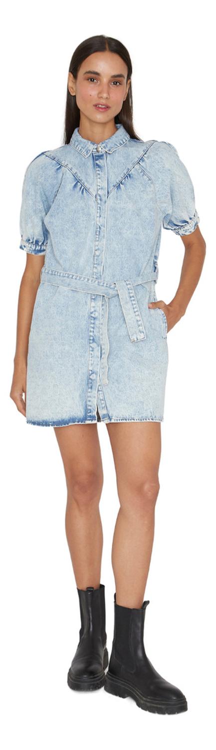 VESTIDO DENIM MANGA CORTA AZUL JACINTA TIENDA - 2