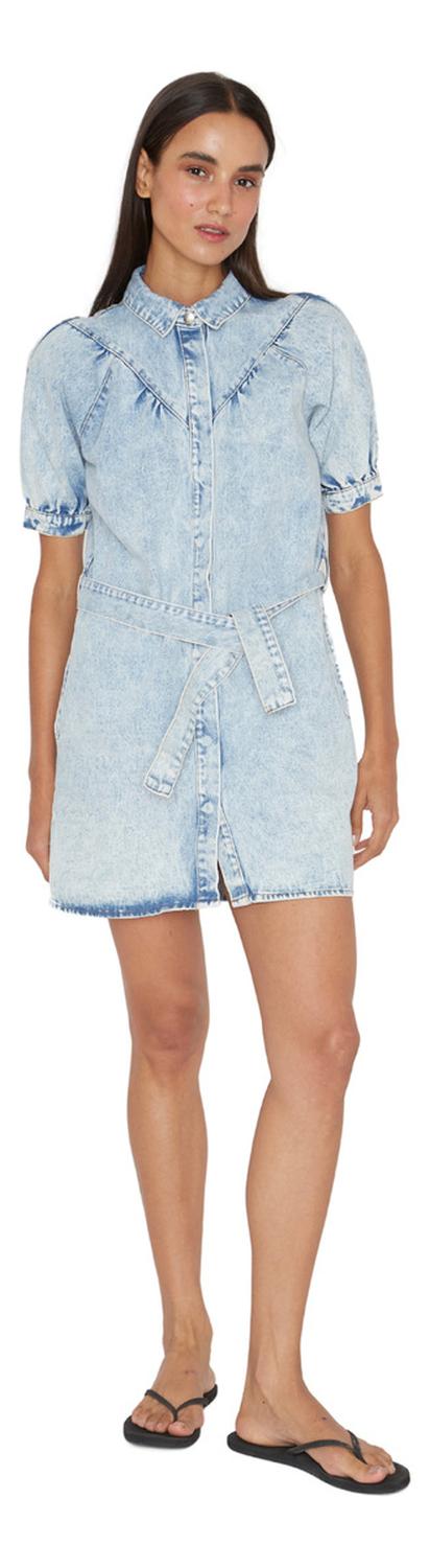 VESTIDO DENIM MANGA CORTA AZUL JACINTA TIENDA - 3