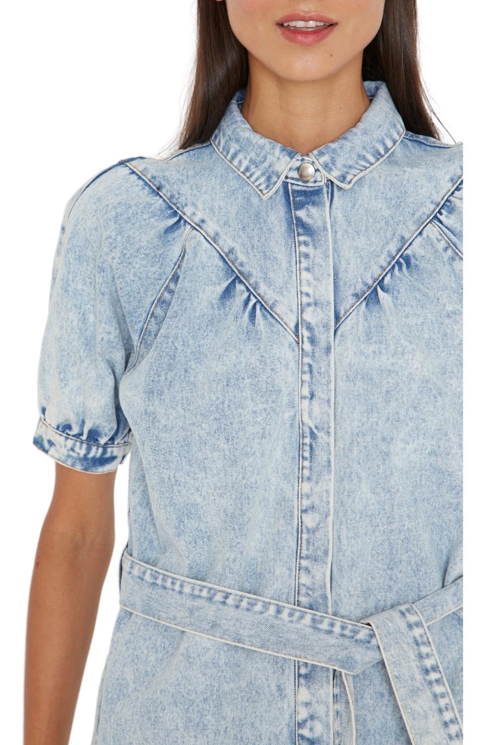 VESTIDO DENIM MANGA CORTA AZUL JACINTA TIENDA - 6