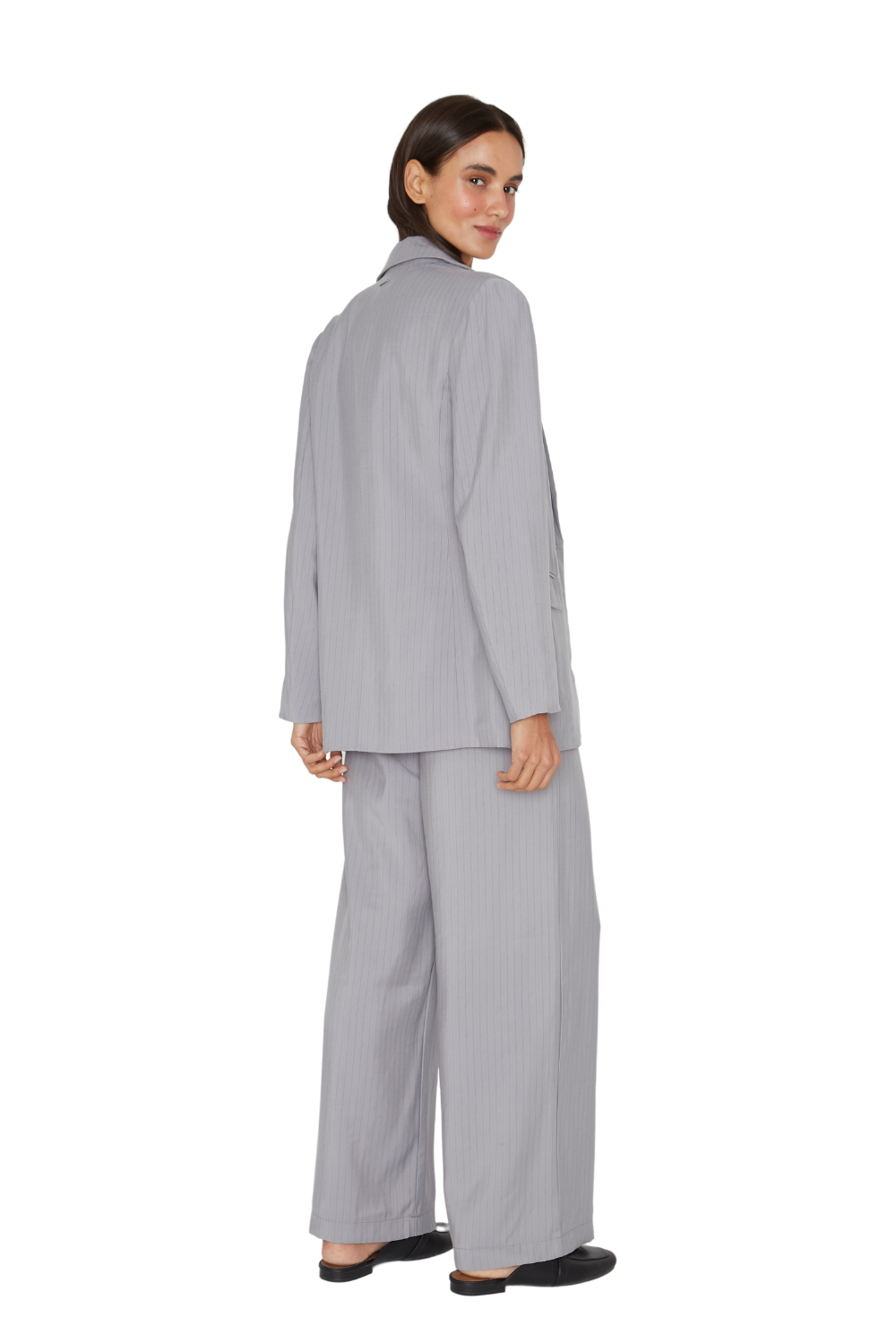 BLAZER MUJER JACINTA TIENDA GRIS OXFORD RAYAS - 5