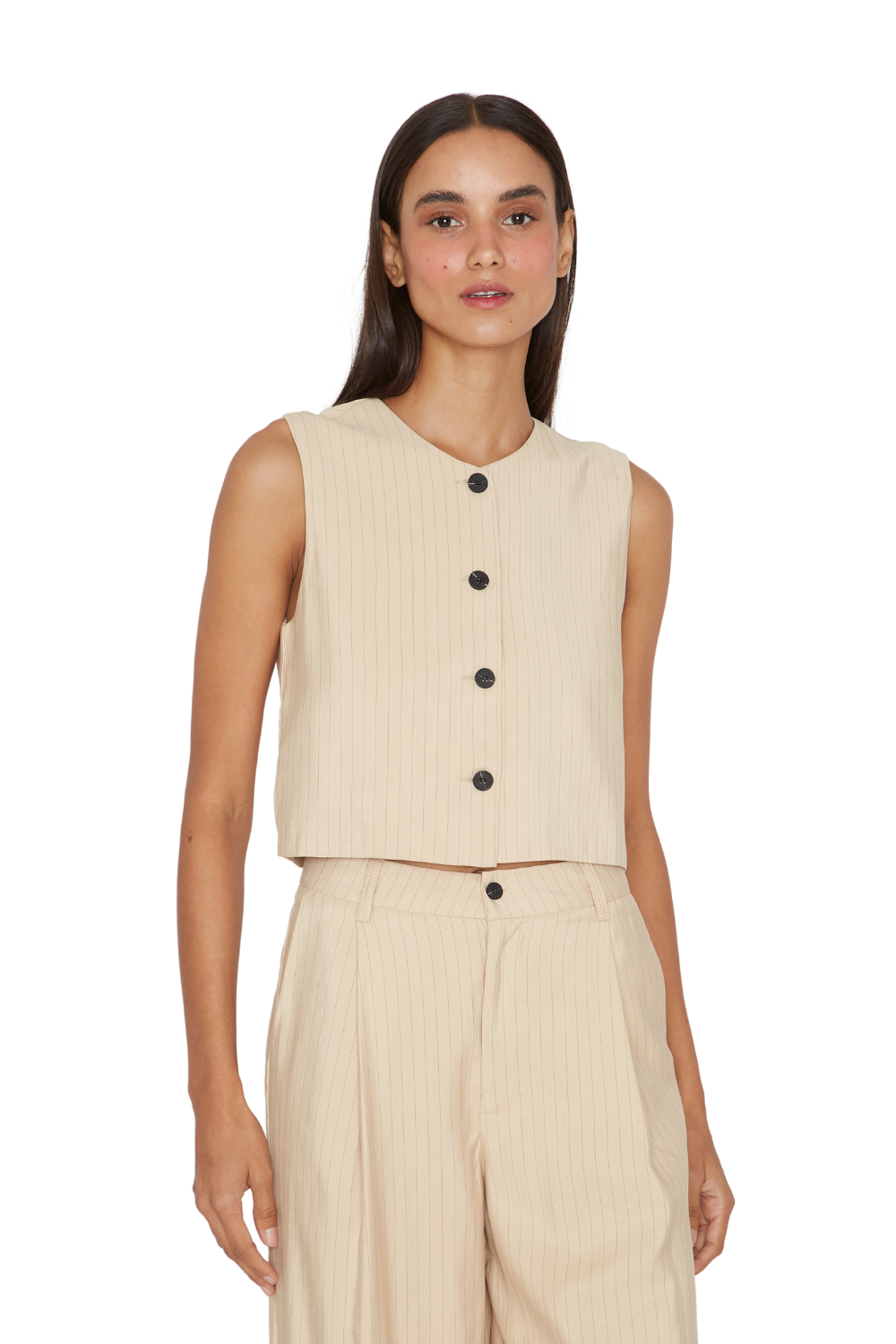 VEST MUJER JACINTA TIENDA CRUDO OXFORD RAYAS - 2
