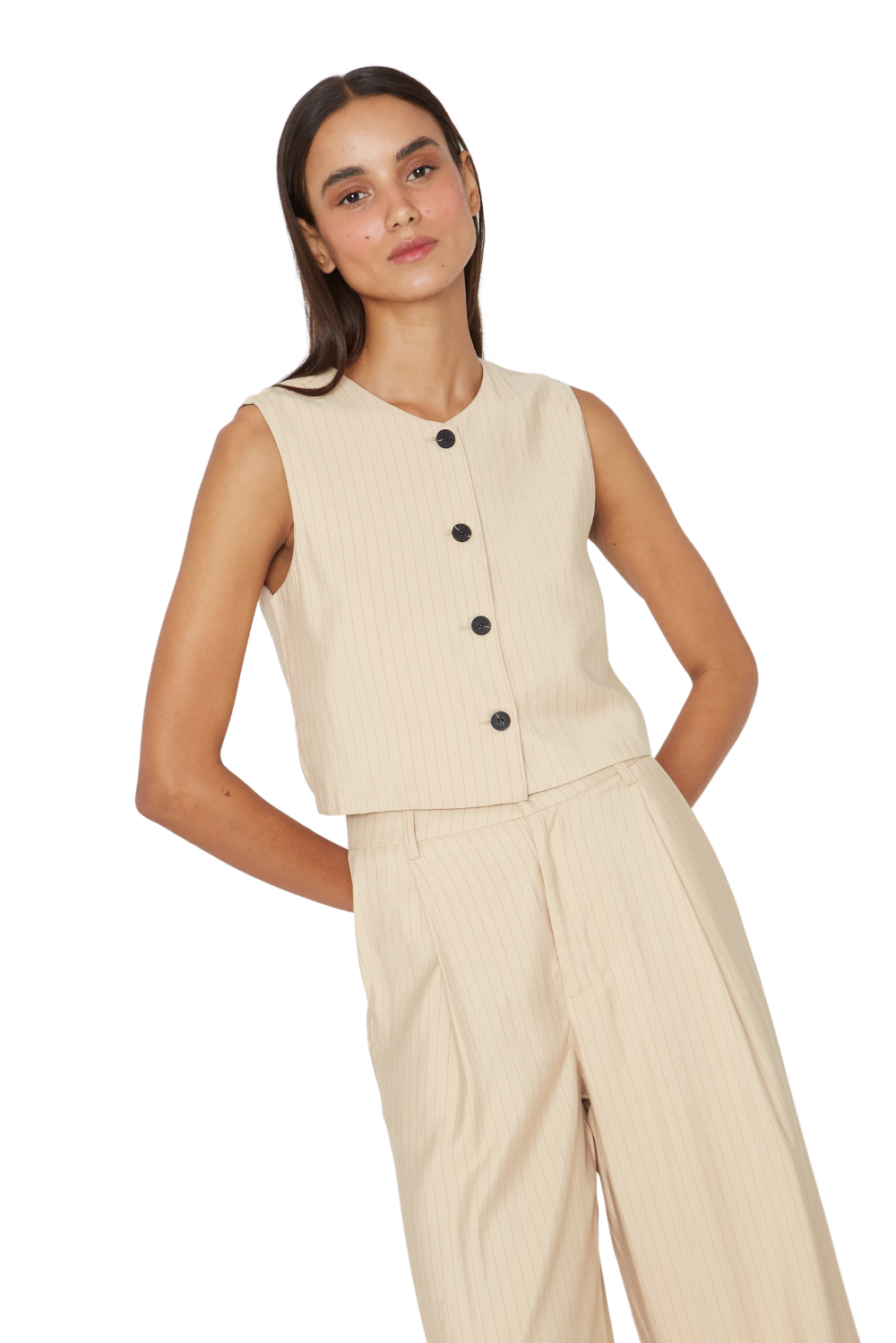 VEST MUJER JACINTA TIENDA CRUDO OXFORD RAYAS - 4
