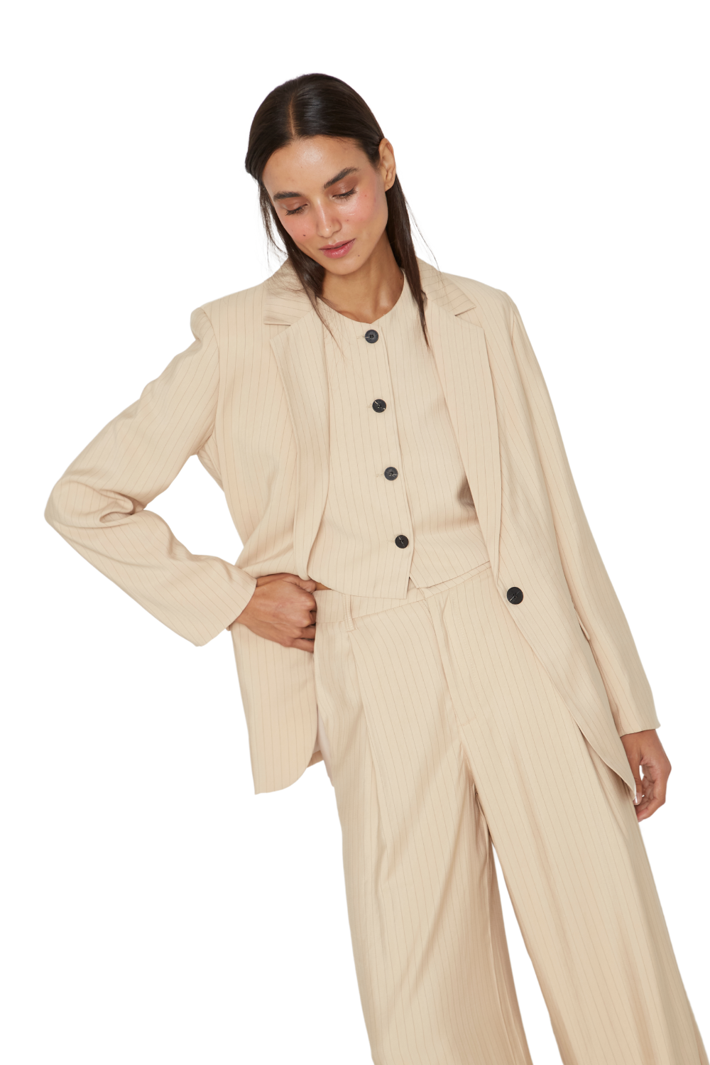 VEST MUJER JACINTA TIENDA CRUDO OXFORD RAYAS - 5
