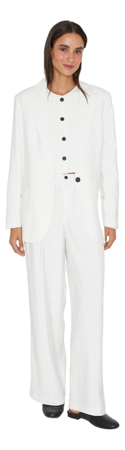BLAZER MUJER JACINTA TIENDA BLANCO OXFORD RAYAS - 1