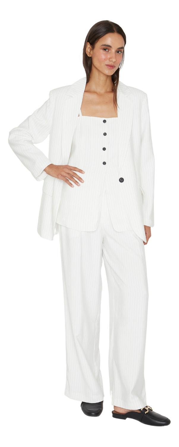 BLAZER MUJER JACINTA TIENDA BLANCO OXFORD RAYAS - 4