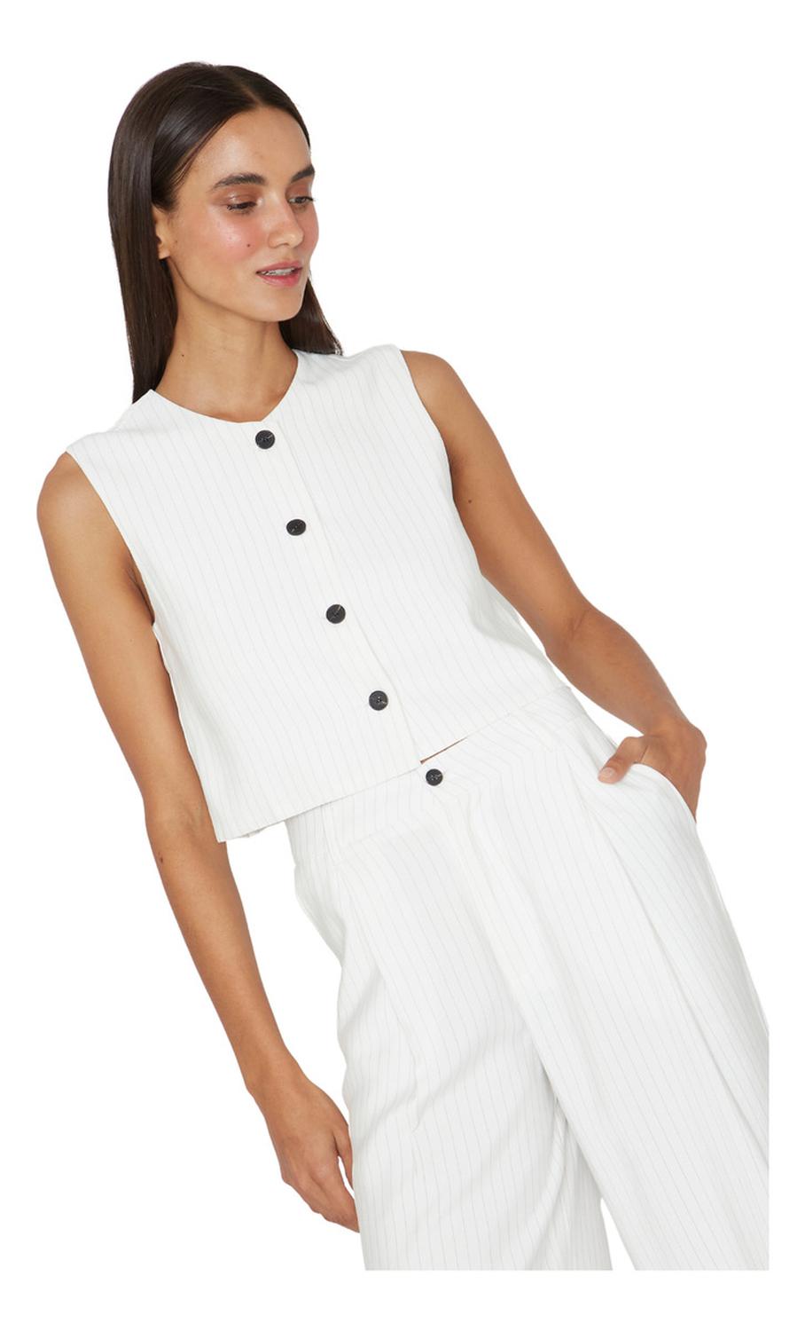 VEST MUJER JACINTA TIENDA BLANCO OXFORD RAYAS - 1