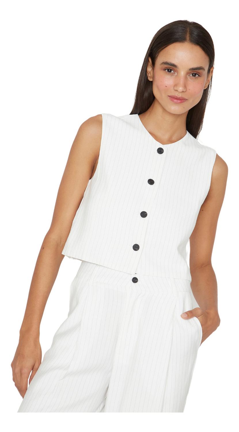 VEST MUJER JACINTA TIENDA BLANCO OXFORD RAYAS - 2