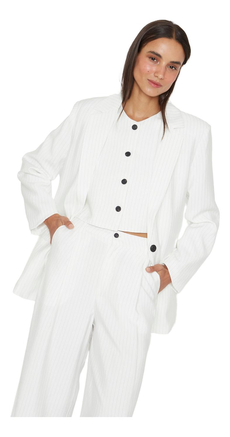 VEST MUJER JACINTA TIENDA BLANCO OXFORD RAYAS - 5