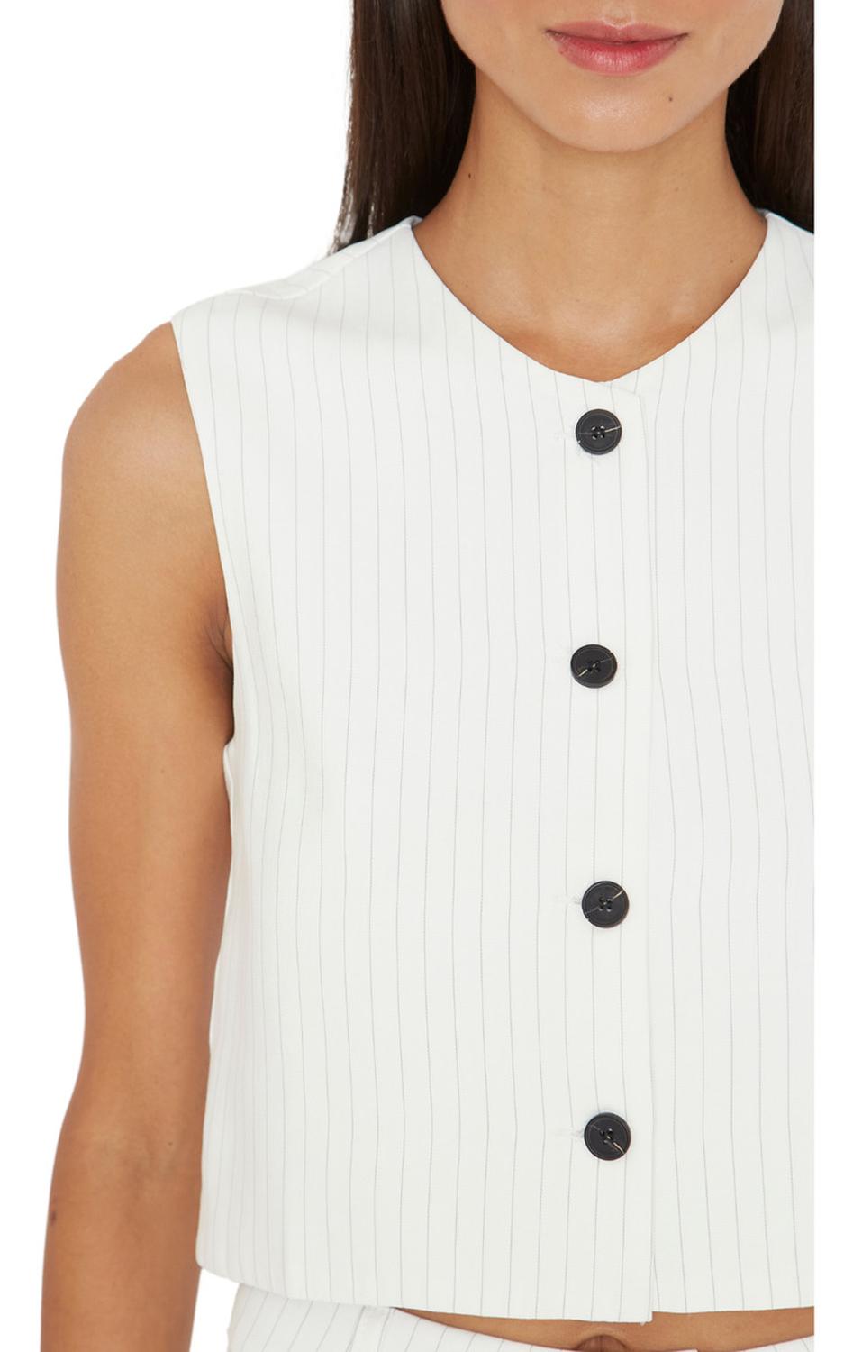 VEST MUJER JACINTA TIENDA BLANCO OXFORD RAYAS - 6