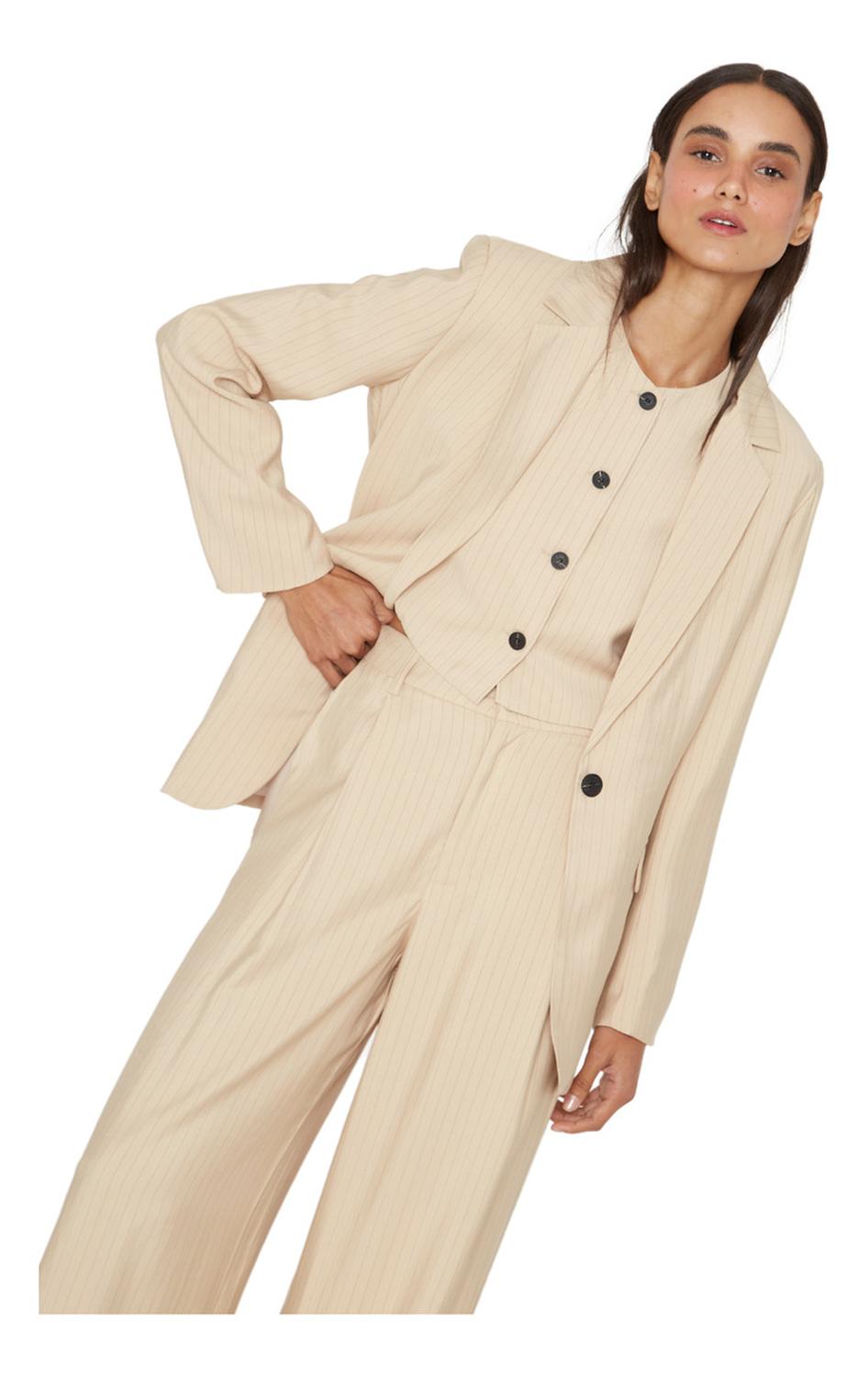 BLAZER MUJER JACINTA TIENDA CRUDO OXFORD RAYAS - 2