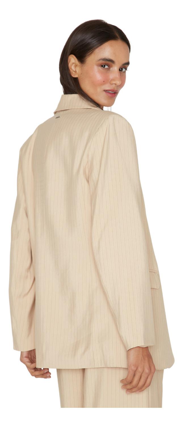BLAZER MUJER JACINTA TIENDA CRUDO OXFORD RAYAS - 4