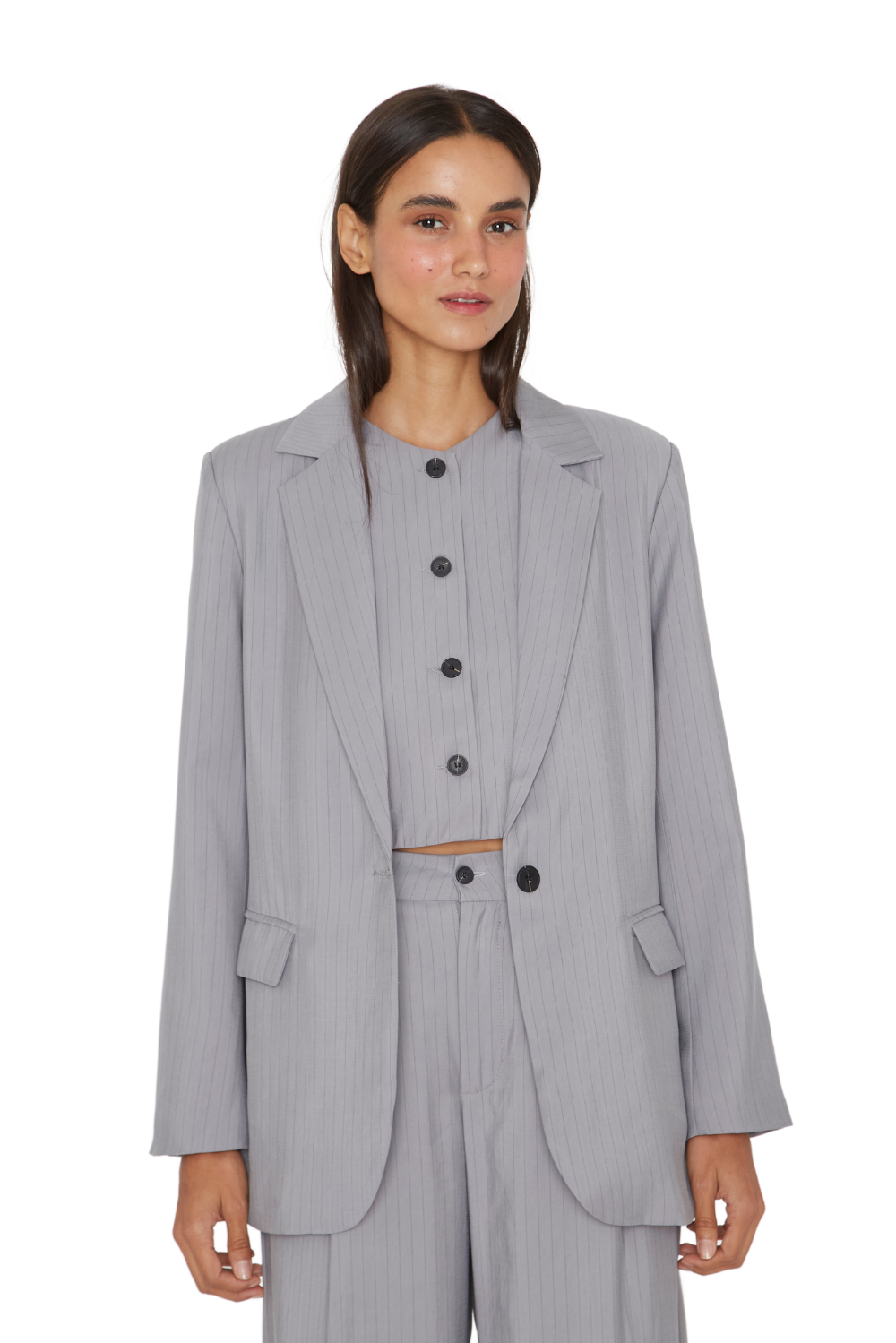 VEST MUJER JACINTA TIENDA GRIS OXFORD RAYAS - 5