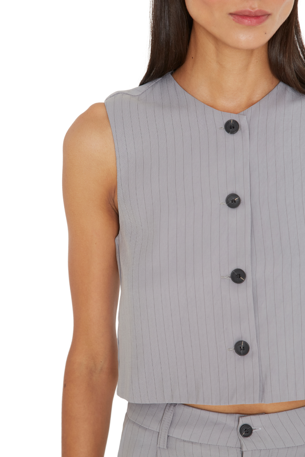 VEST MUJER JACINTA TIENDA GRIS OXFORD RAYAS - 6