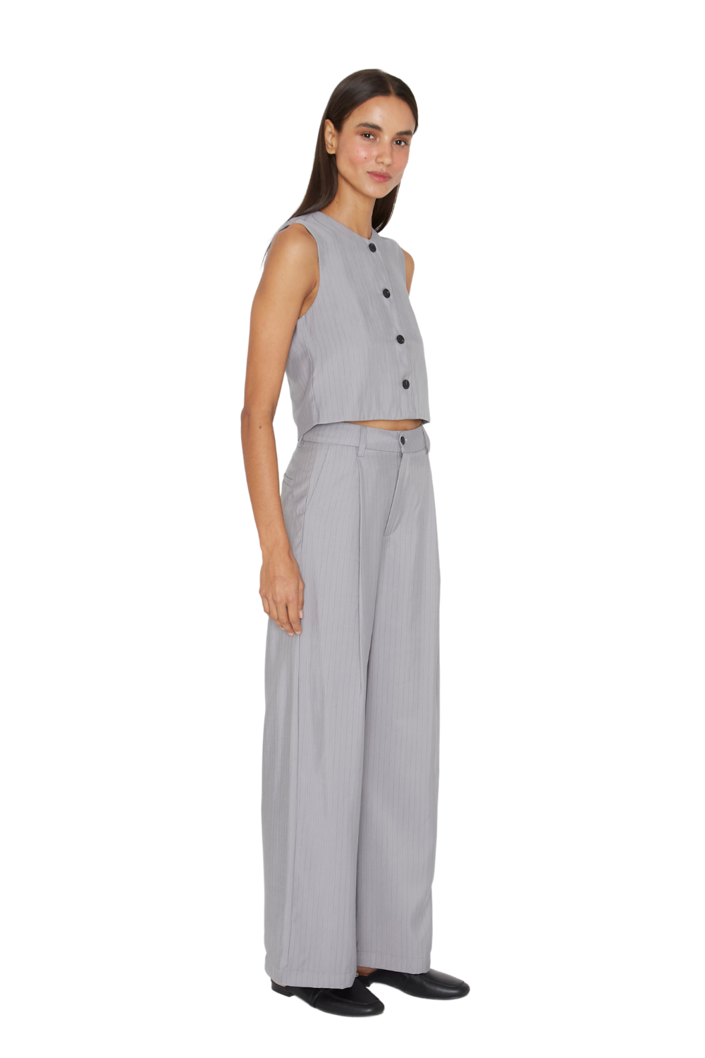 PANTALÓN MUJER JACINTA TIENDA GRIS OXFORD RAYAS - 3