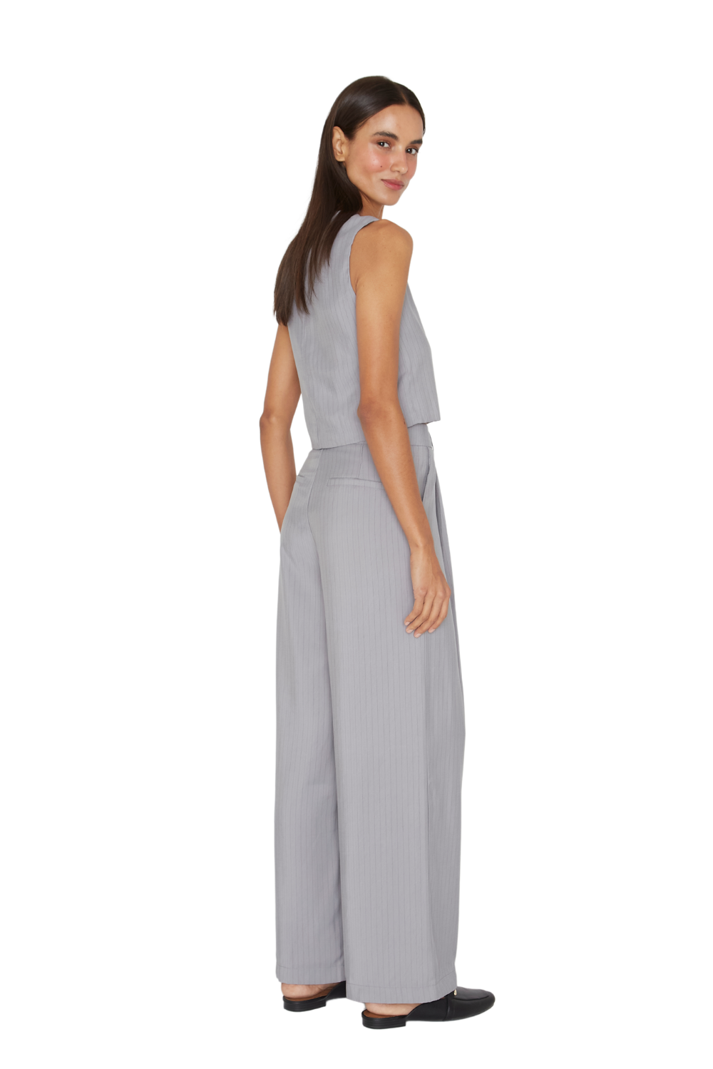 PANTALÓN MUJER JACINTA TIENDA GRIS OXFORD RAYAS - 4