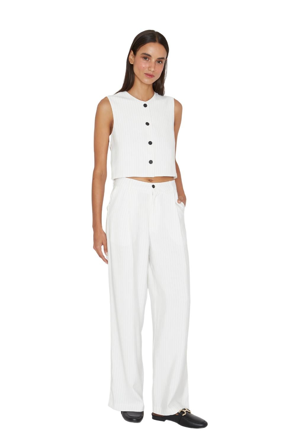 PANTALÓN MUJER JACINTA TIENDA BLANCO OXFORD RAYAS - 2