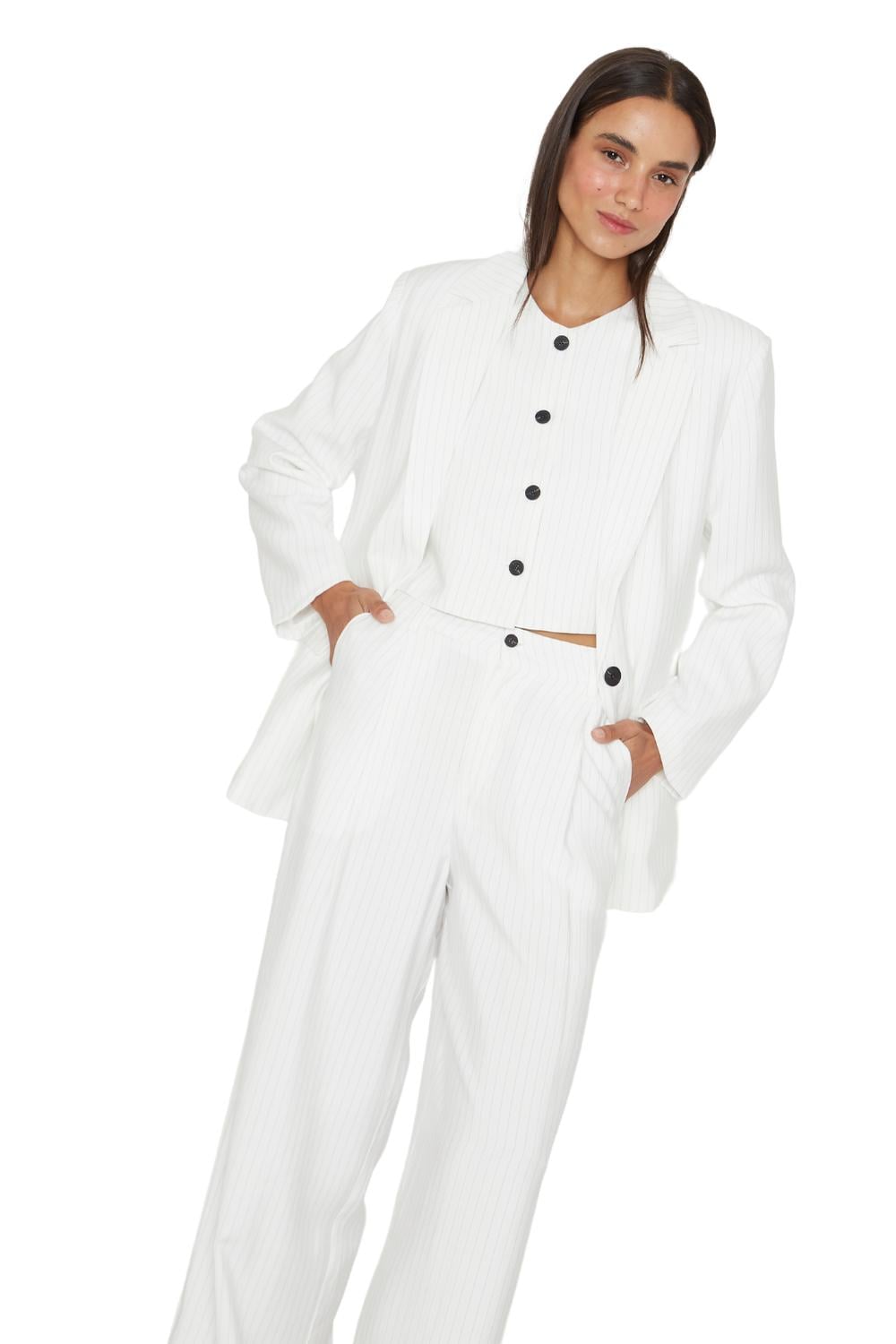 PANTALÓN MUJER JACINTA TIENDA BLANCO OXFORD RAYAS - 5