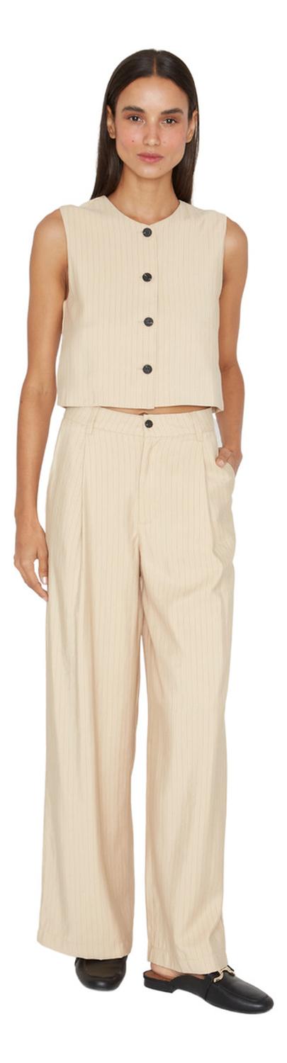 PANTALÓN MUJER JACINTA TIENDA BEIGE OXFORD RAYAS CRUDO - 2
