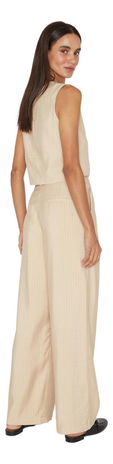 PANTALÓN MUJER JACINTA TIENDA BEIGE OXFORD RAYAS CRUDO - 3