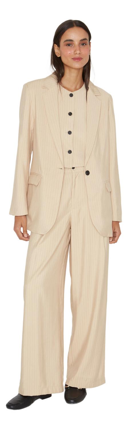 PANTALÓN MUJER JACINTA TIENDA BEIGE OXFORD RAYAS CRUDO - 5
