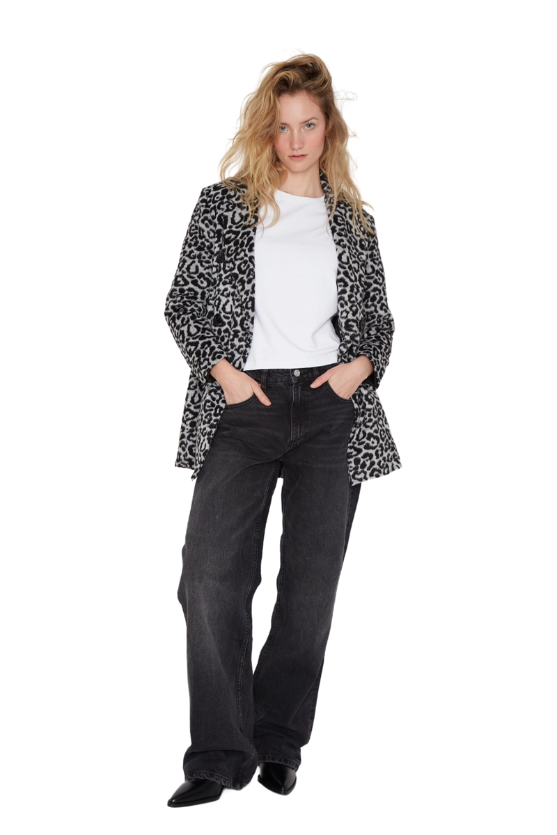 ABRIGO GRACIA ANIMAL PRINT NEGRO JACINTA TIENDA - 1