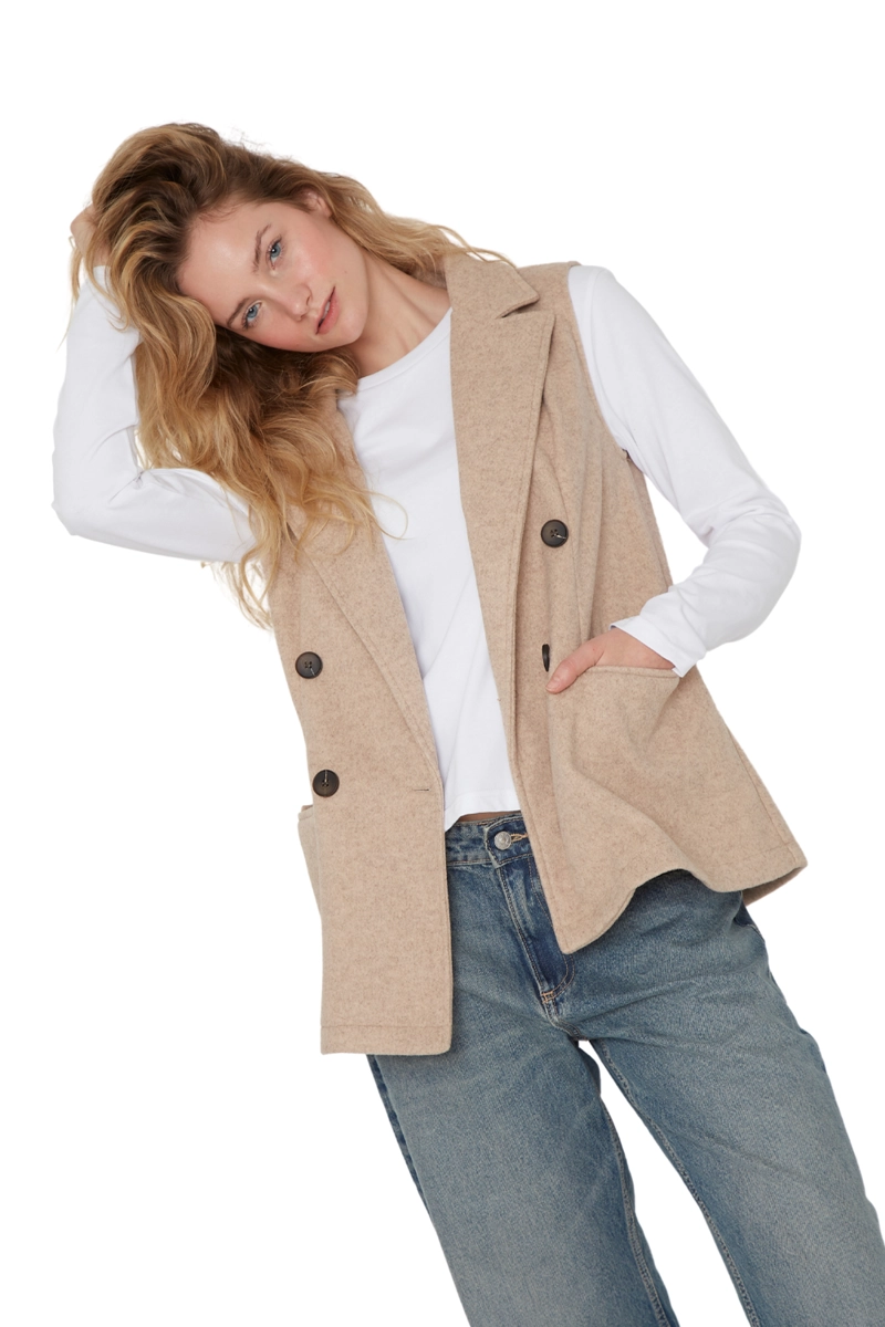 CHAQUETA ROYAL SIN MANGAS CAMEL JACINTA TIENDA - 4