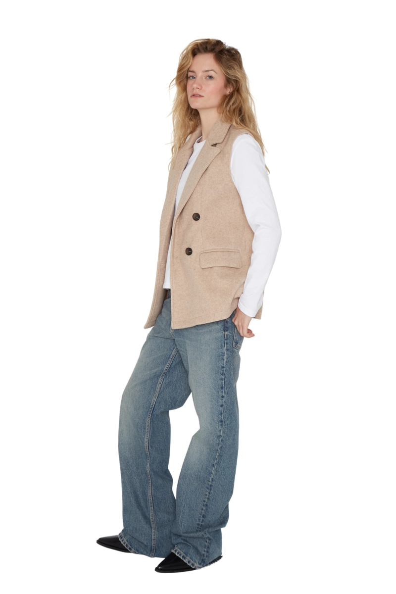 CHAQUETA ROYAL SIN MANGAS CAMEL JACINTA TIENDA - 6
