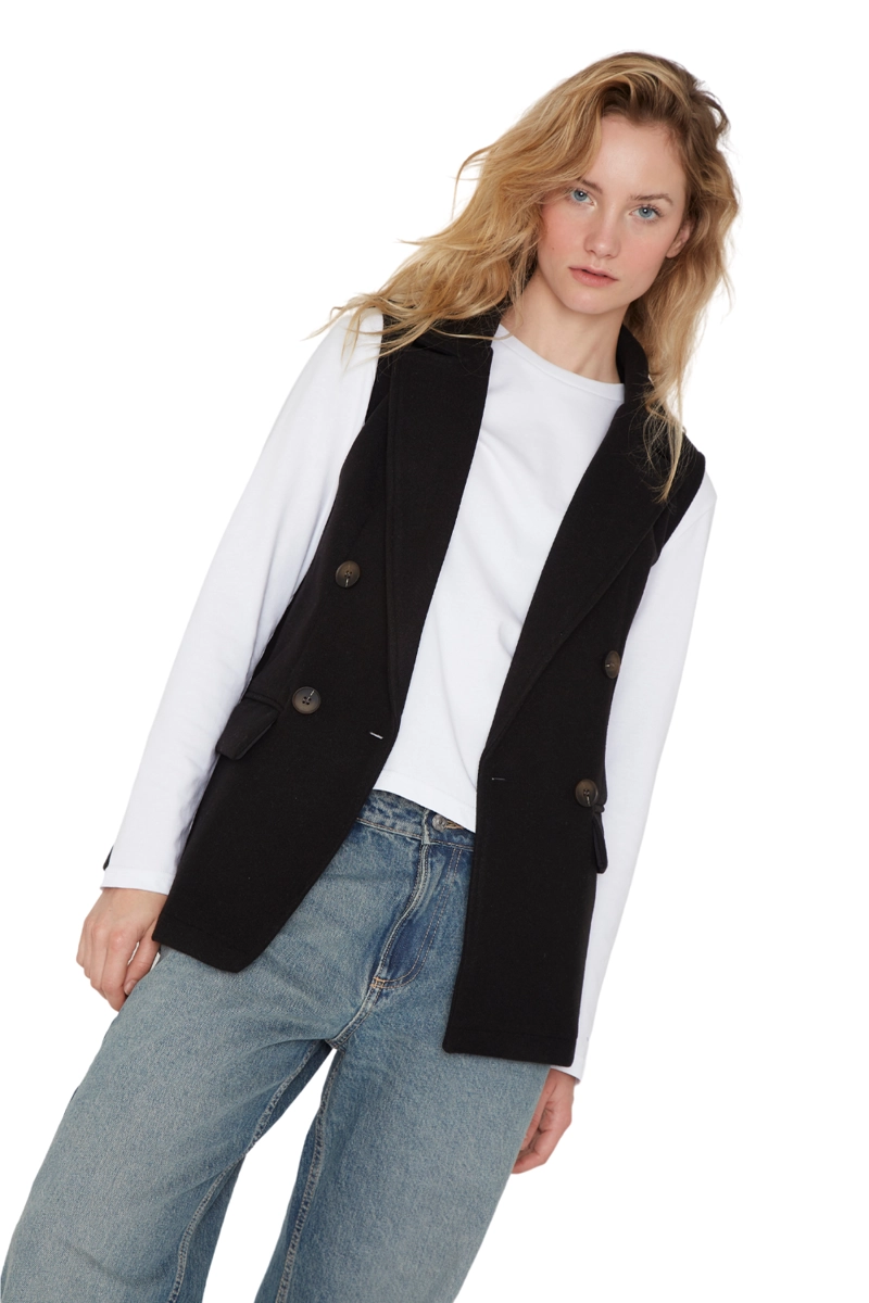 CHAQUETA ROYAL SIN MANGAS EN COLOR NEGRO JACINTA TIENDA - 1