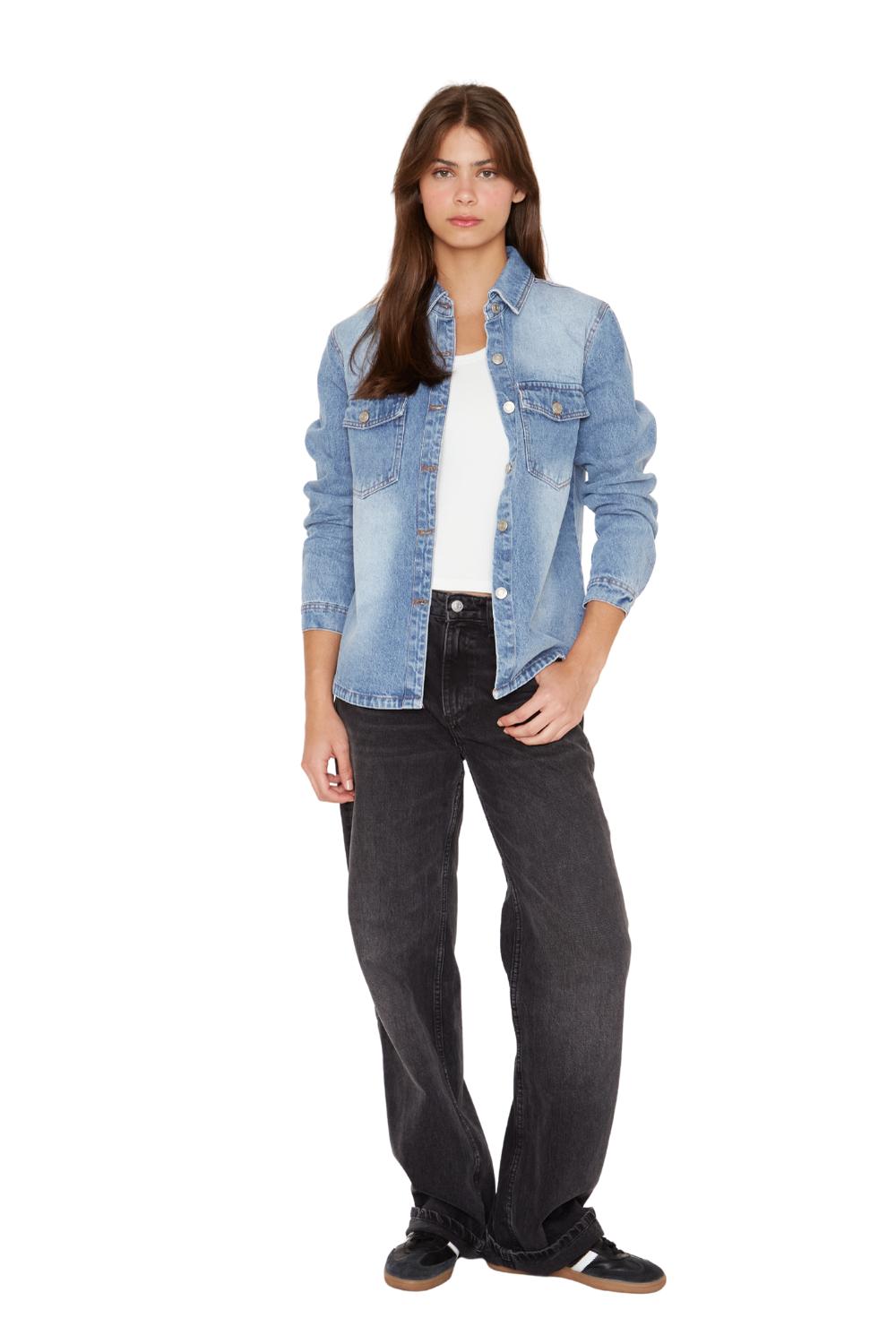 CAMISA PORTER BOLSILLOS AZUL JACINTA TIENDA - 2
