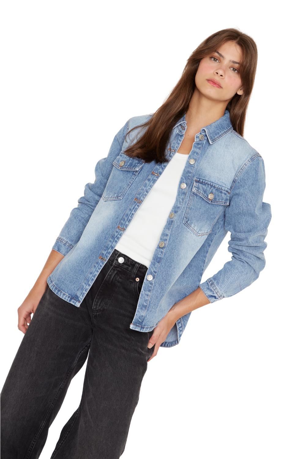 CAMISA PORTER BOLSILLOS AZUL JACINTA TIENDA - 3