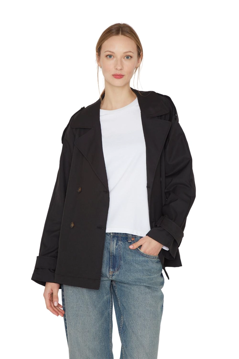 TRENCH COAT STONE NEGRO JACINTA TIENDA - 2