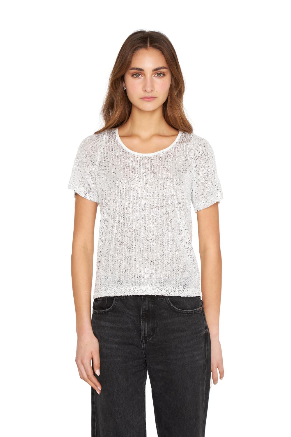 POLERA GLAM MANGA CORTA BLANCA JACINTA TIENDA - 4